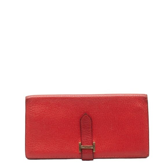 HERMES Red Leather Wallet - Picture 1 of 12